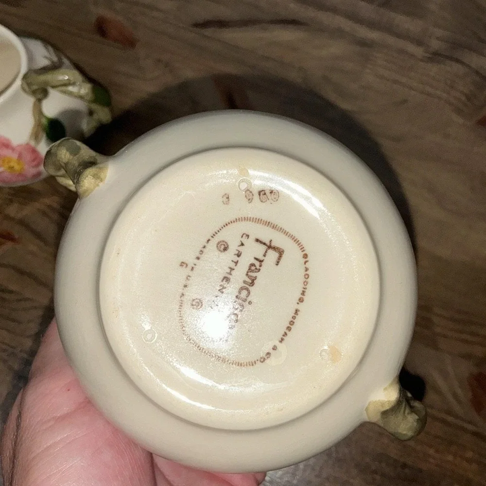 Franciscan Desert Rose Sugar Bowl & Creamer NO Lid Set Pink Rose USA Pottery Vtg